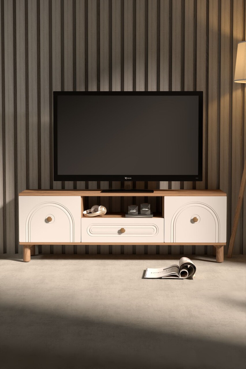 Comoda TV, Hanah Home, Serenta 180, 180x53x41 cm, PAL, Pin Atlantic / Alb - view 2