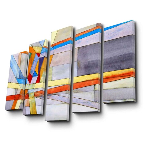 Set 5 tablouri decorative, 5PATK-208, Canvas, 19 x 70 cm, Multicolor