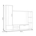 Set mobilier living 4 piese Raalte, Bedora, 220.4x41.3x177.5 cm, PAL/sticla/plastic, alb