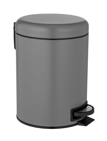 Cos de gunoi, wenko, leman, 21 x 28 x 38 cm, 5 l, inox/polipropilena, gri/negru