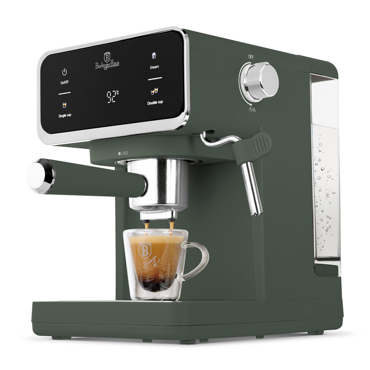 Espressor digital 3 in 1 Berlinger Haus, Matte Green, 950W, 21x25.9x28 cm, inox, verde mat - view 3