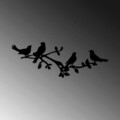 Decoratiune de perete, Birds On The Branc, Metal, 70 x 26 cm, Negru