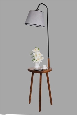 Lampadar cu masuta, Luin, 8272-5, E27, 60 W, metal/lemn/textil