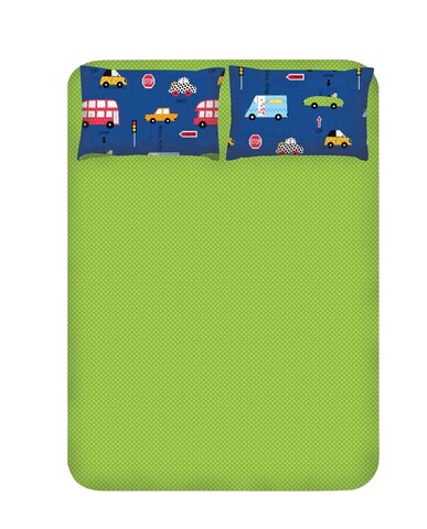 Set de pat dublu 3 piese, paula - blue, enlora home, bumbac ranforce