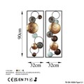 Decoratiune de perete, Textured, Metal, Latime: 32 cm / Inaltime: 92 cm / Adancime: 4 cm (2 bucati), Multicolor