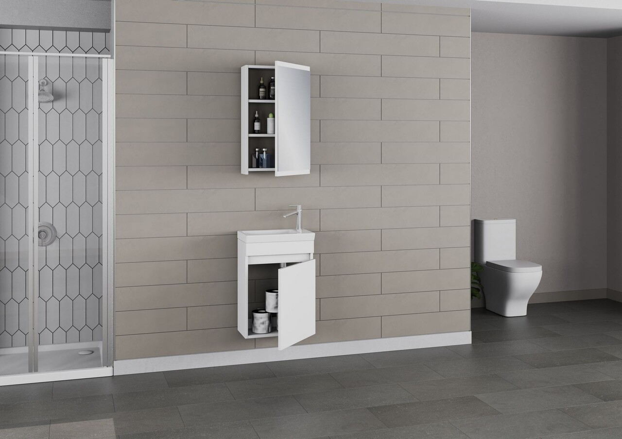 Set mobilier de baie (2 piese), Hanah Home, Sole 45, Alb mat - view 4