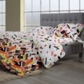 Lenjerie de pat dubla Puzzle Brown V.2, 4 piese, 220 x 230 cm, 100% bumbac, multicolora
