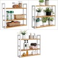 Raft de depozitare multifunctional Songmics, 60x15x55 cm, bambus, alb/natural