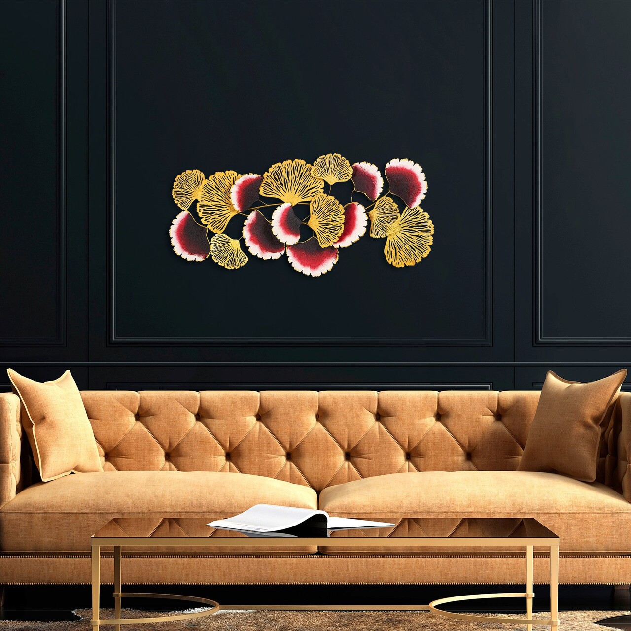 Decoratiune de perete, Plane Tree, Metal, Dimensiune: 80 x 61 cm, Multicolor - 2 | YEO