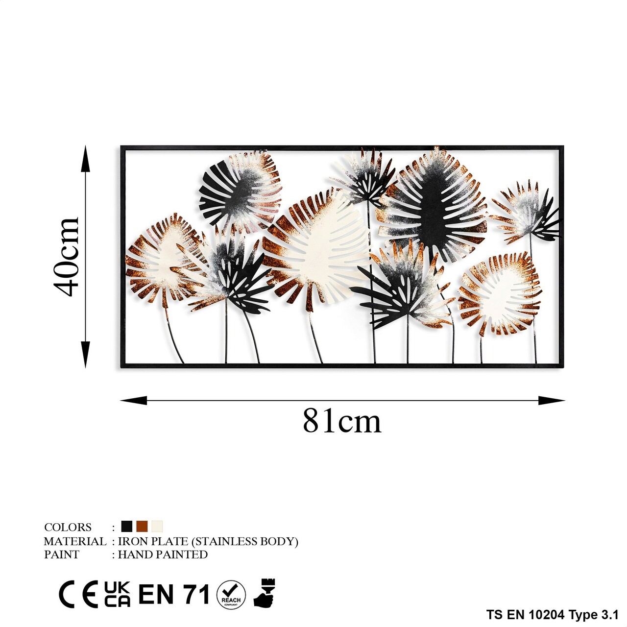 Decoratiune de perete, Yıldız 2, Metal, Dimensiune: 81 x 40 cm, Multicolor