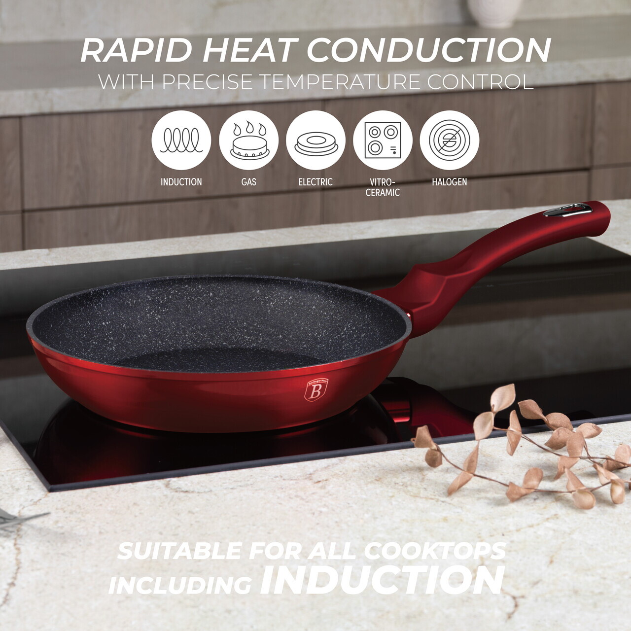 Set pentru gatit Berlinger Haus, Burgundy, 3 piese, aluminiu forjat, rosu - imagine 10