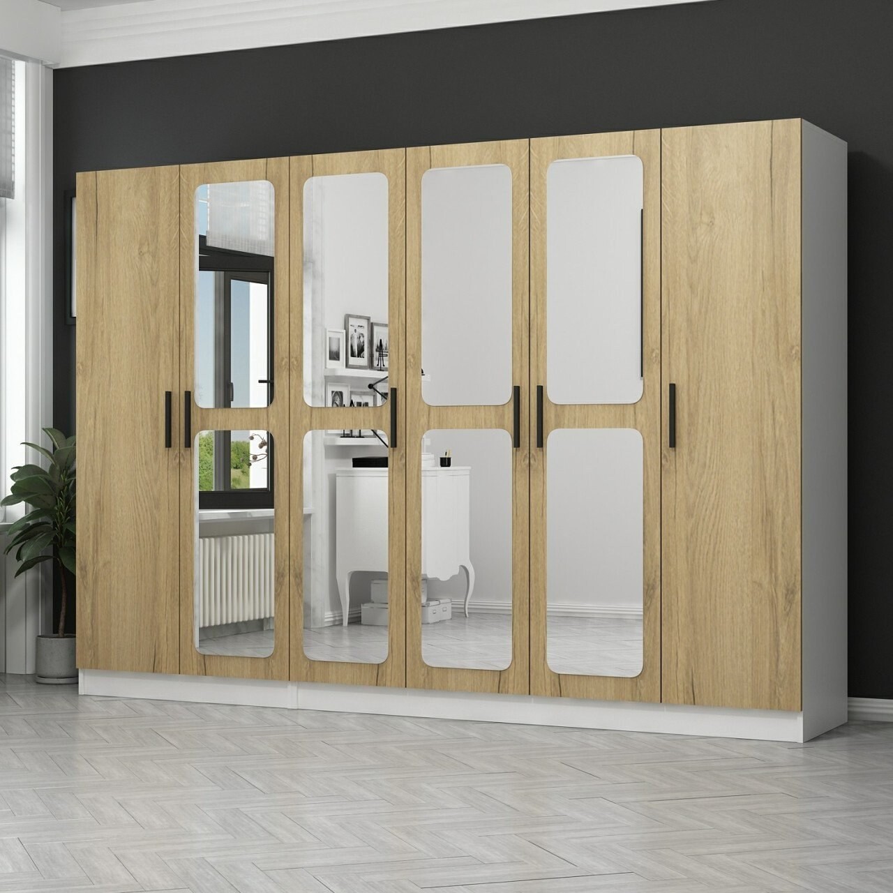 Dulap pentru haine, Minerva, Kale, 225x190x52 cm, PAL, Maro - 1 | YEO