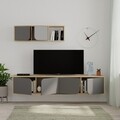 Comoda TV cu raft, Decortie, Spark, pal melaminat, antracit/stejar
