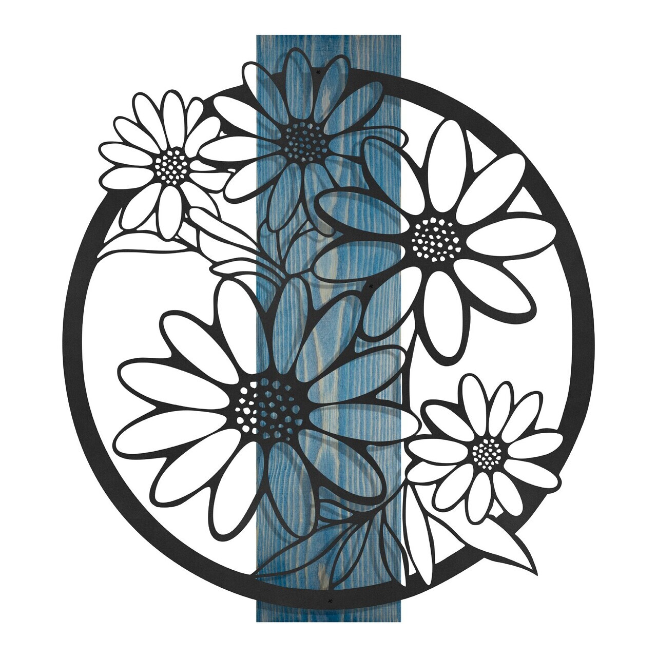 Decoratiune de perete, Marguerite, Cadru: Lemn (Grosime: 2 cm), Albastru/Negru — imaginea 7