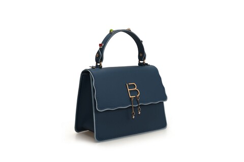 Geanta, lucky bees, 912 blue, piele ecologica, albastru