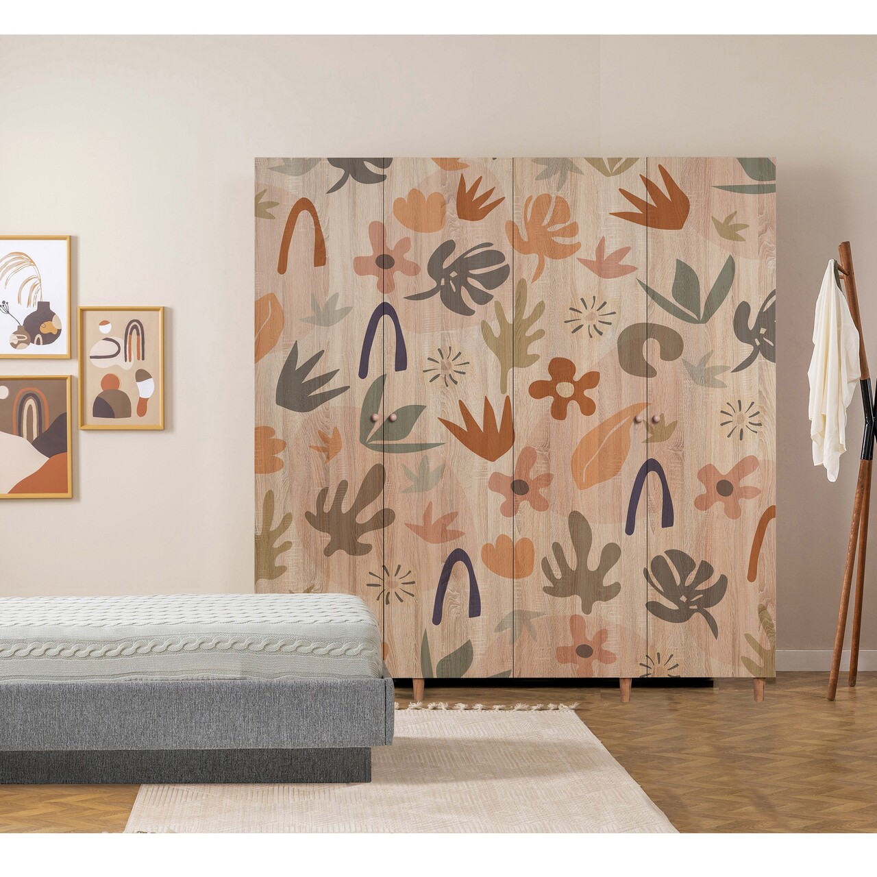 Dulap pentru haine, Vella, Loni 4 -906, 180x192x52 cm, PAL, Sonomo - 1 | YEO