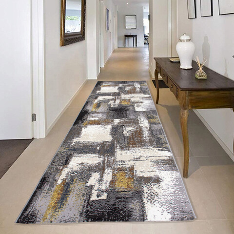 Covor de hol, he633, 80x150 cm, poliester, crem / aur