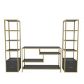 Comoda TV, Retricy, Robbins, 198x39x160 cm, PAL, Aur/Antracit