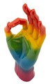 Figurina /sculptura decorativa Rainbow Hand Ok, Mauro Ferretti, 16x10.5x36 cm, polirasina, multicolor