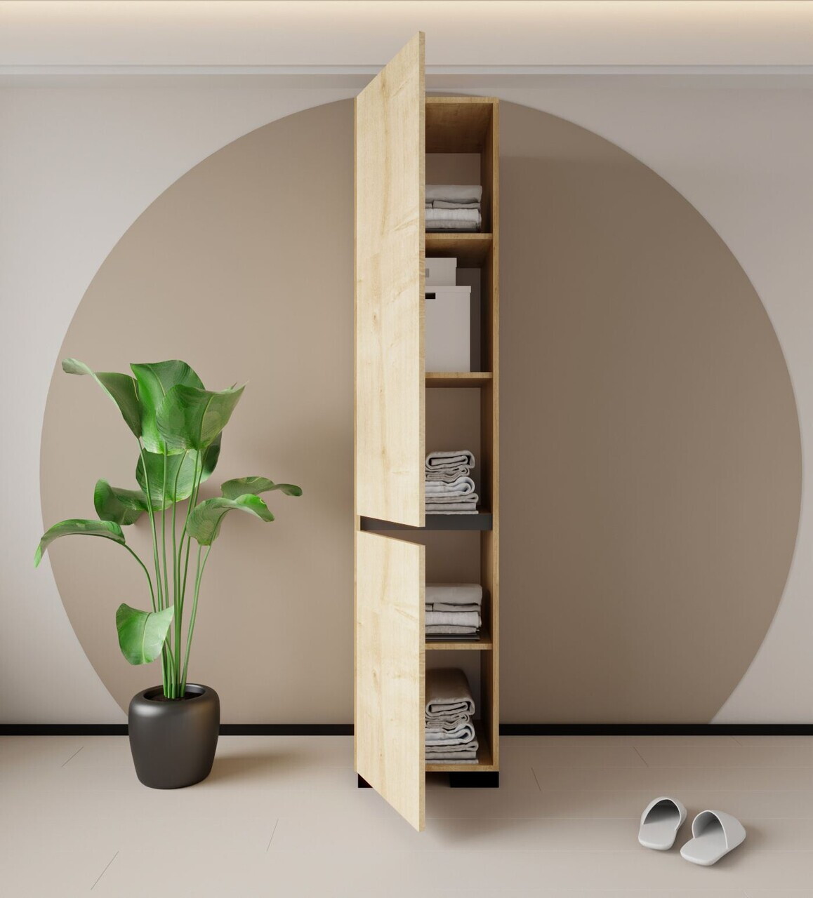 Dulap multifunctional, Hanah Home, Floransa 45, 45x210x45 cm, PAL MELAMINAT, Stejar safir / Antracit — imaginea 3