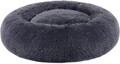 Pat pentru caini si pisici Fluffy Donut, Feandrea, husa lavabila, marimea S, max 5.5 kg, Ø50 x 20 cm, gri inchis