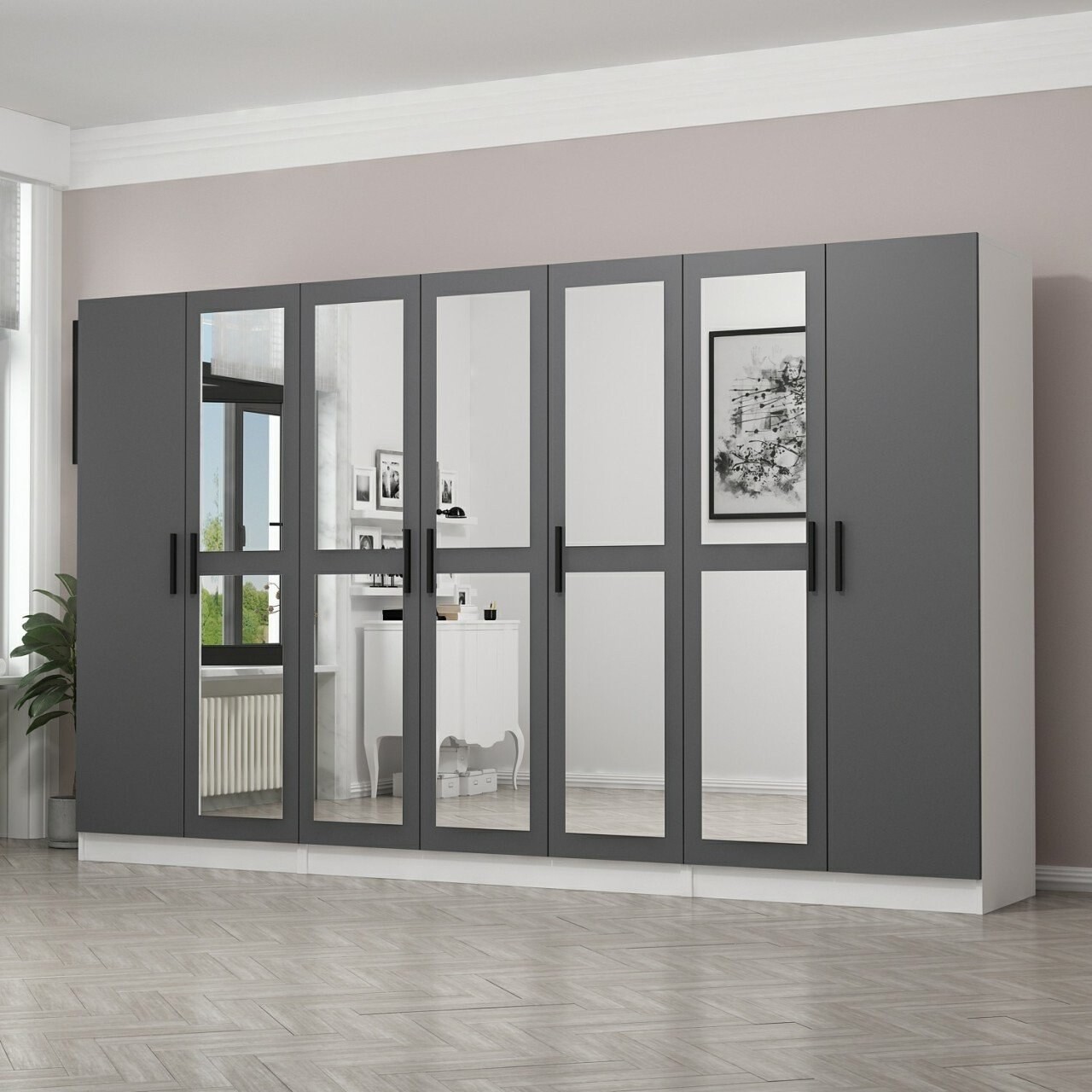 Dulap pentru haine, Minerva, Kale, 315x190x52 cm, PAL, Antracit - 1 | YEO