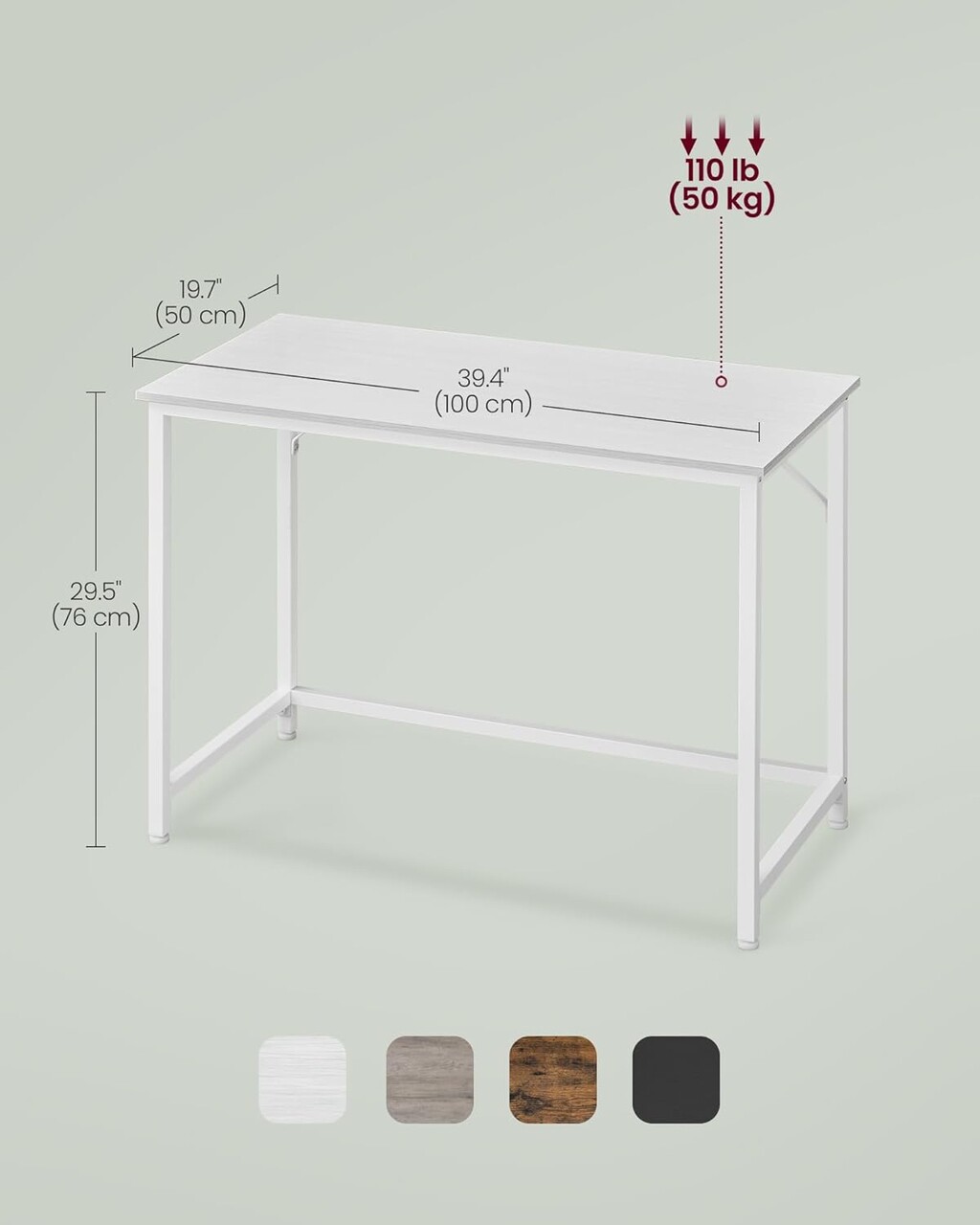 Birou, Vasagle, Maple Cloud White, 100x50x76 cm, PAL/otel, alb nor - 2 | YEO