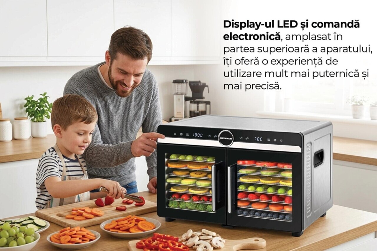 Deshidrator fructe si legume DualDry Elite, Heinner, 1200-1400W, argintiu/negru - view 12