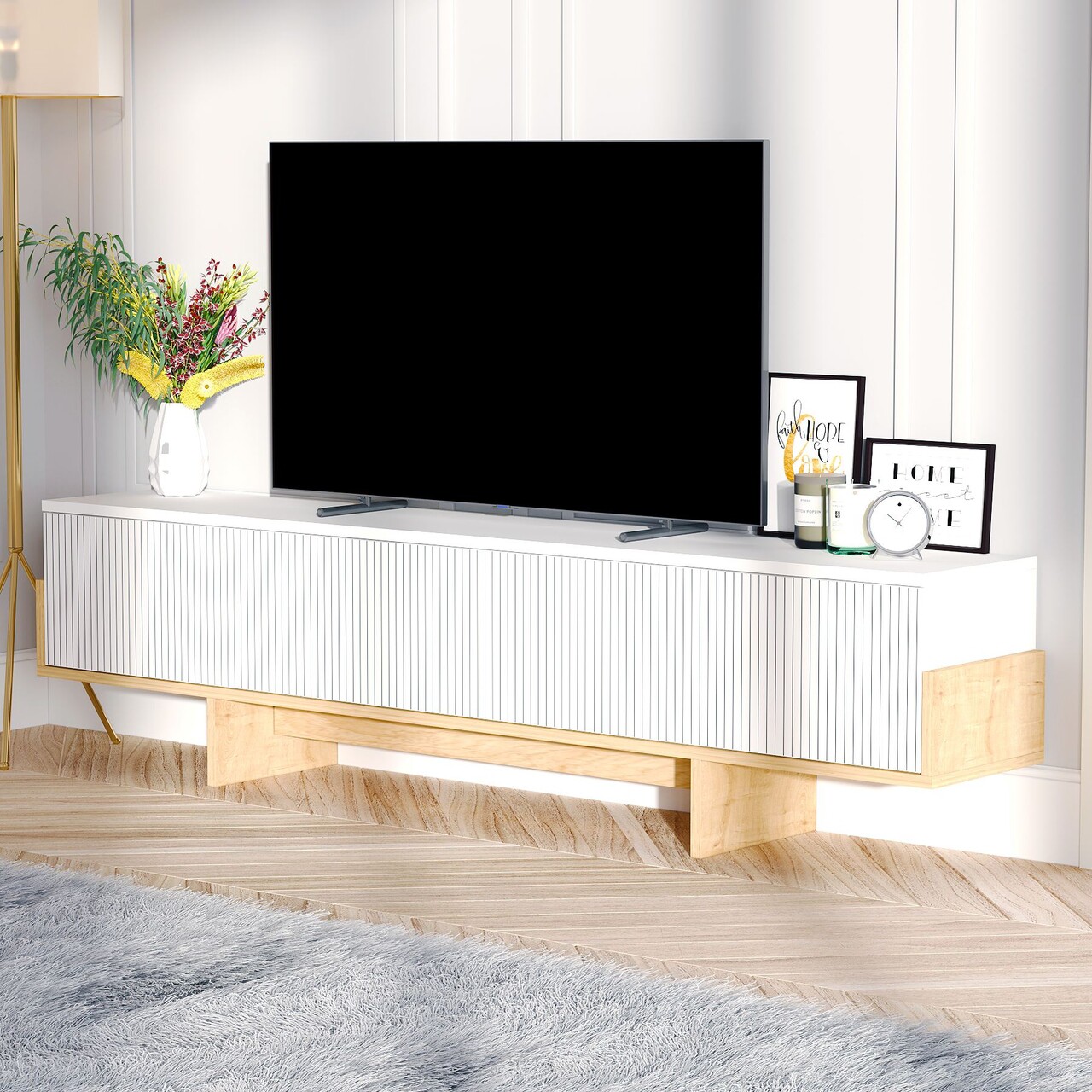Comoda TV, Hanah Home, Hege, 180x44.6x30 cm, PAL, Stejar alb / safir - view 3