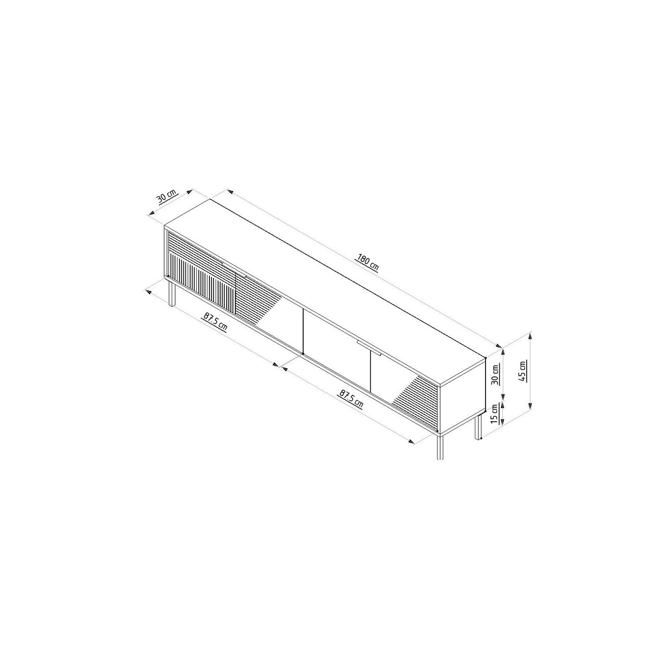 Comoda TV, Odessa, Dore, 180x45x30 cm, PAL, Antracit