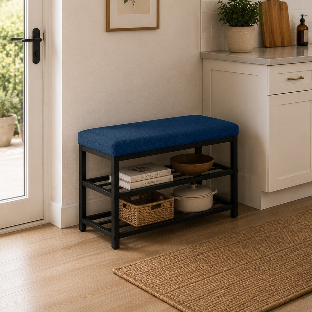Pantofar, Hanah Home, Lotus, 30x47x75 cm, Albastru navy — imaginea 4