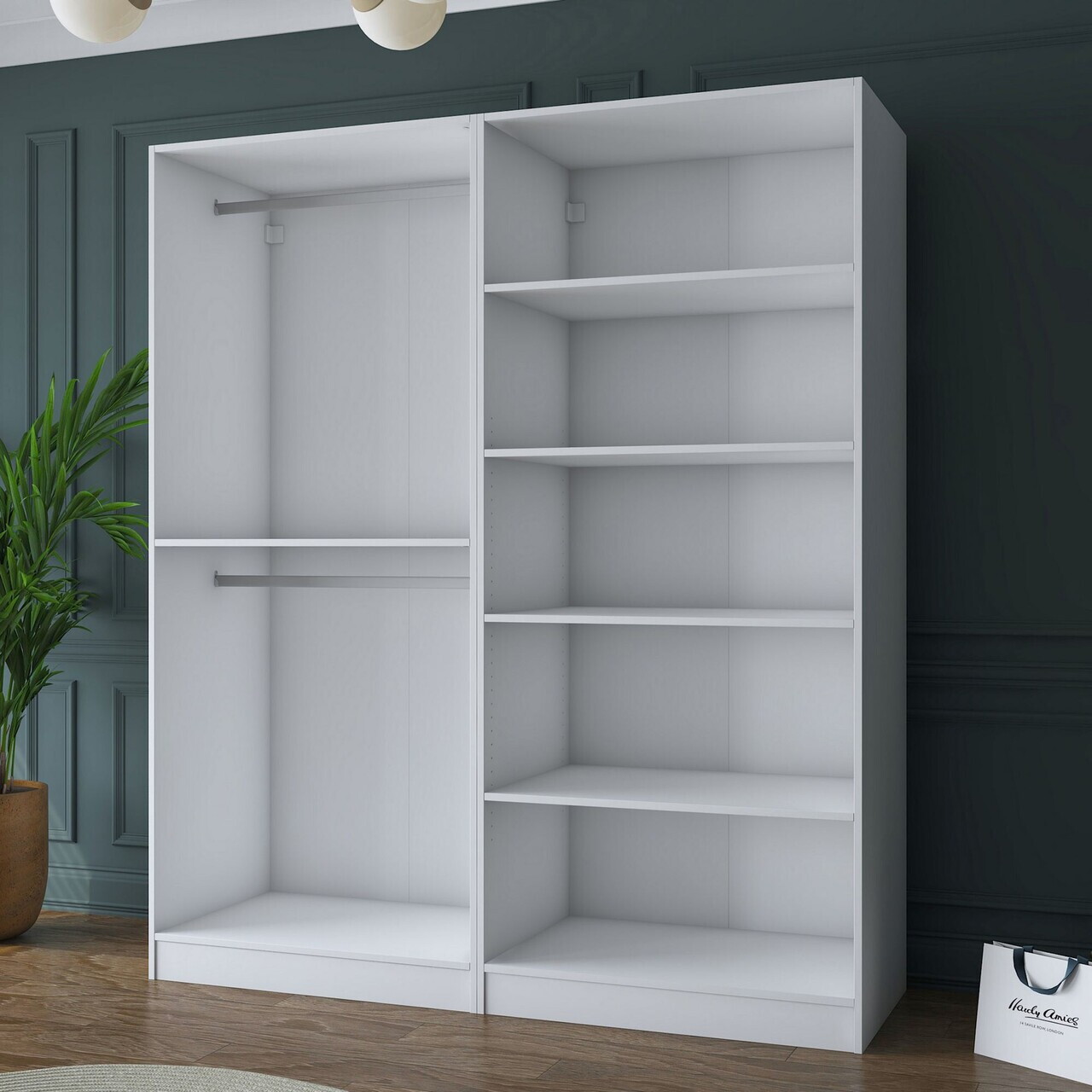 Dulap pentru haine, Hanah Home, BA156, 180x210x57.5 cm, PAL melaminat, Alb - view 5