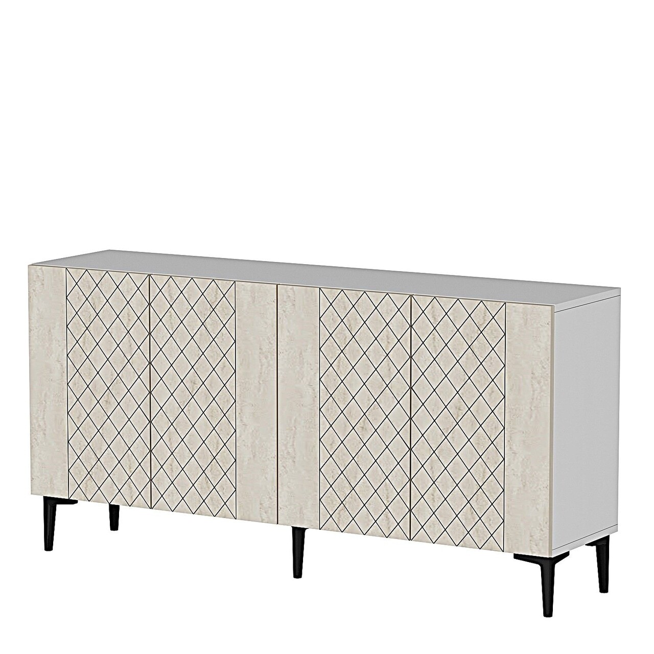 Consola, Hanah Home, Resso 150, 150x75x32 cm, Alb / Travertin - view 5