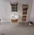 Set Dulap de Baie cu Chiuvetă și Oglindă (2 Piese), Hanah Home, Side 65 v2, Stejar