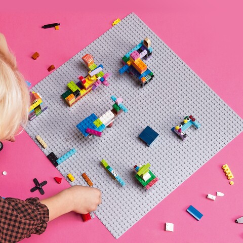 Placa de baza pentru piese LEGO, plastic, gri
