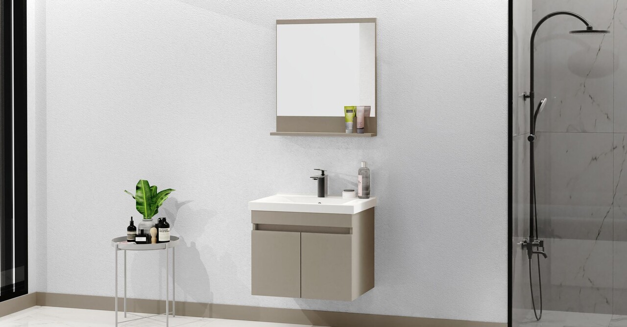 Set mobilier de baie (2 piese), Hanah Home, Pace 65, Latte - view 2