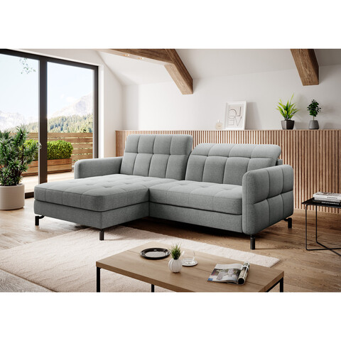 Coltar extensibil stanga 3 locuri ELTAP, Lore-108, Lorelle, 225x160x105 cm, lemn/poliester, gri deschis