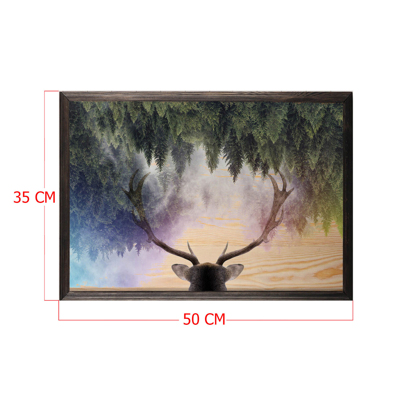 Tablou decorativ, Stag Heaven, Lemn, Lemn, Multicolor