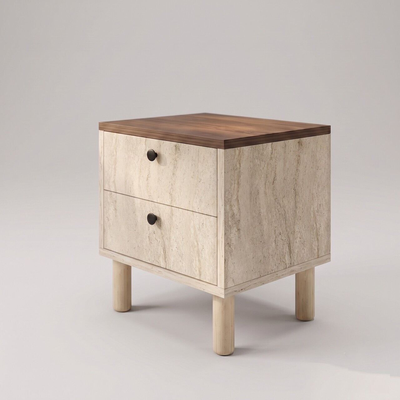 Noptiera, Hanah Home, Rayme, 44.5x49.5x40 cm, Travertin / Nuc Venezia — imaginea 4