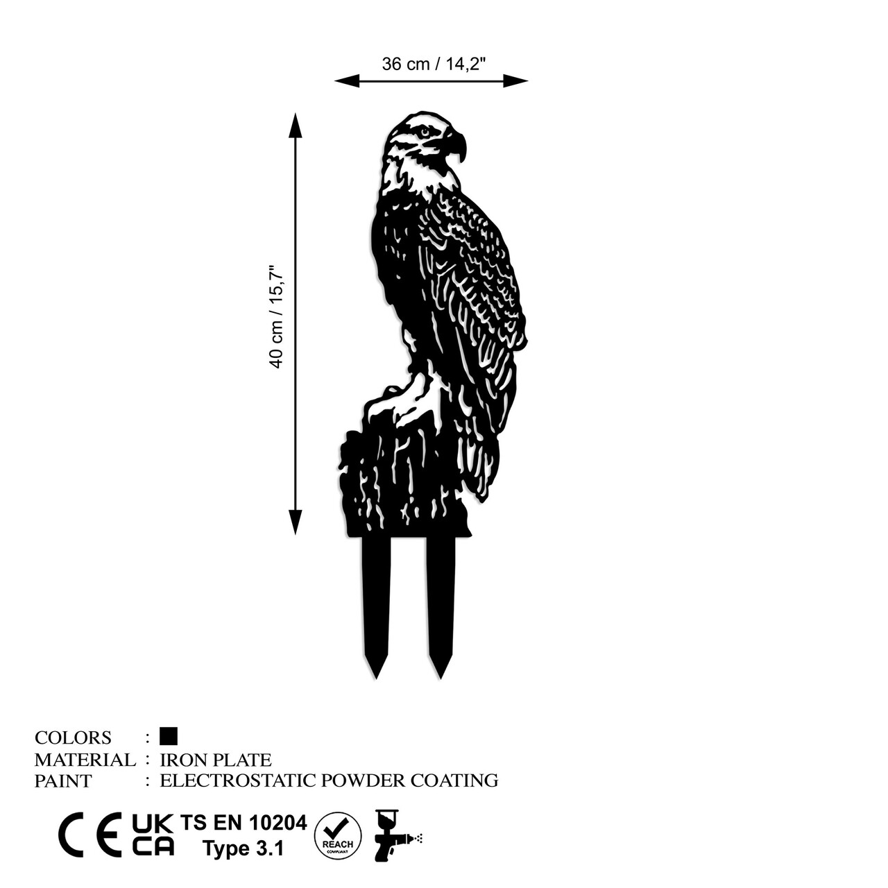 Obiect decorativ de grădină, Spy 01, 40x36 cm, Negru - imagine 6