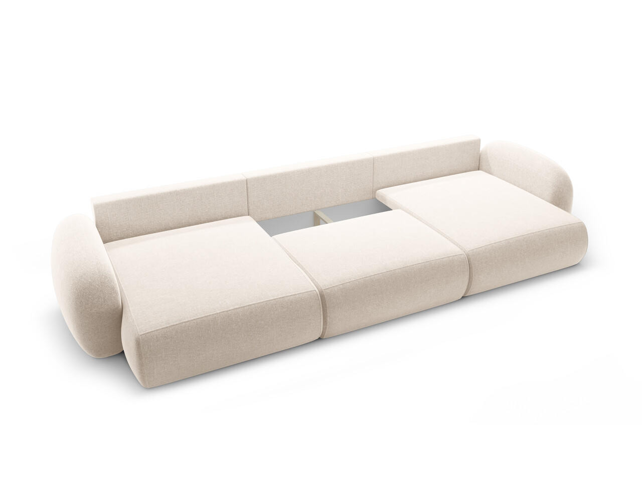 Coltar panoramic extensibil 5 locuri, Tonale, Cosmopolitan Design, 362x149x88 cm, tesatura chenille, bej deschis