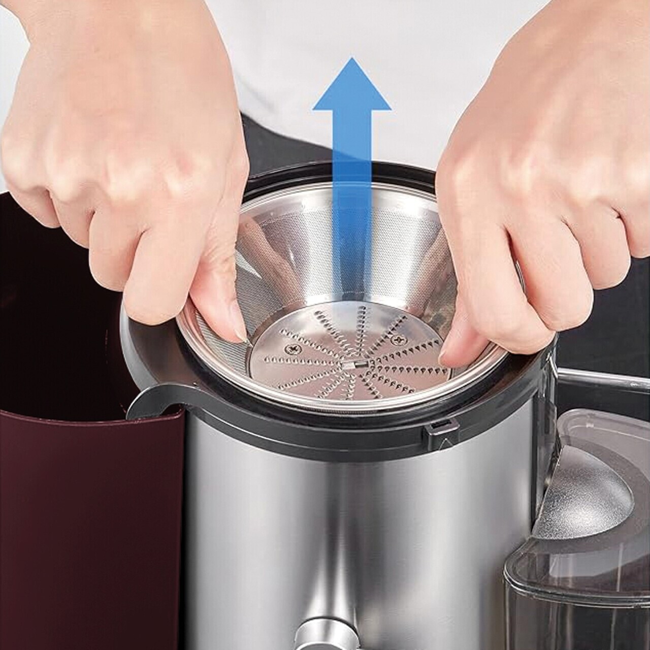 Storcator de fructe Berlinger Haus, Leonardo, 500W, 600 ml, inox, visiniu mat/argintiu - imagine 10