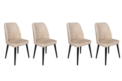 Set scaune 4 piese, Nmobb, Dallas-520 V4, Metal, Bej/Negru
