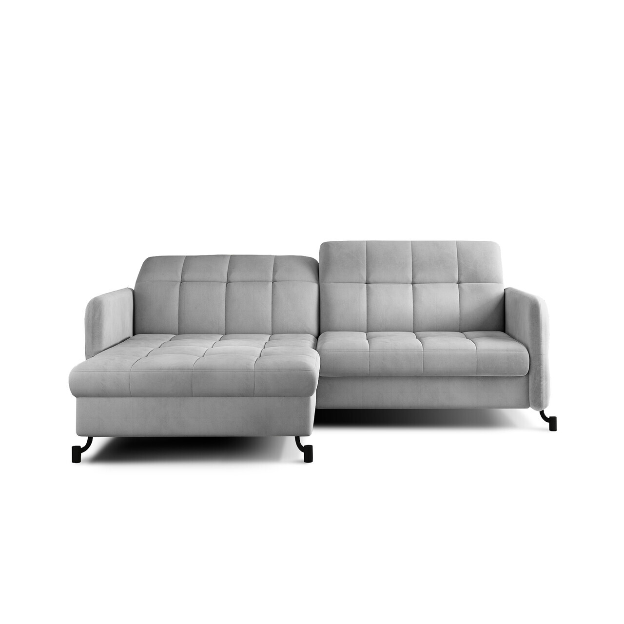 Set coltar extensibil stanga 3 locuri si taburet ELTAP, Lor_LP_07, Lorelle, 225x160x105 cm / 100x70x45 cm, lemn/poliester, gri deschis - view 2