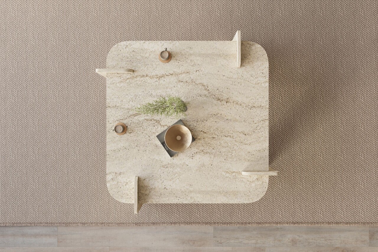 Masuta de cafea, Hanah Home, Woog, 90x35x90 cm, Travertin - view 3