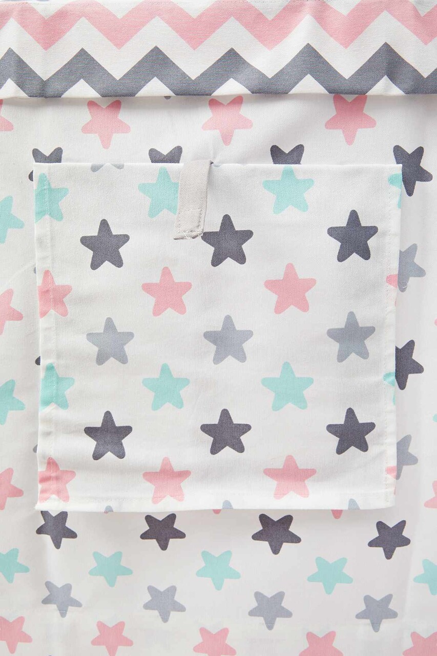 Cort de joaca pentru copii, Hanah Home, Wooden Tent, 95x114x90 cm, Alb/Roz - imagine 10