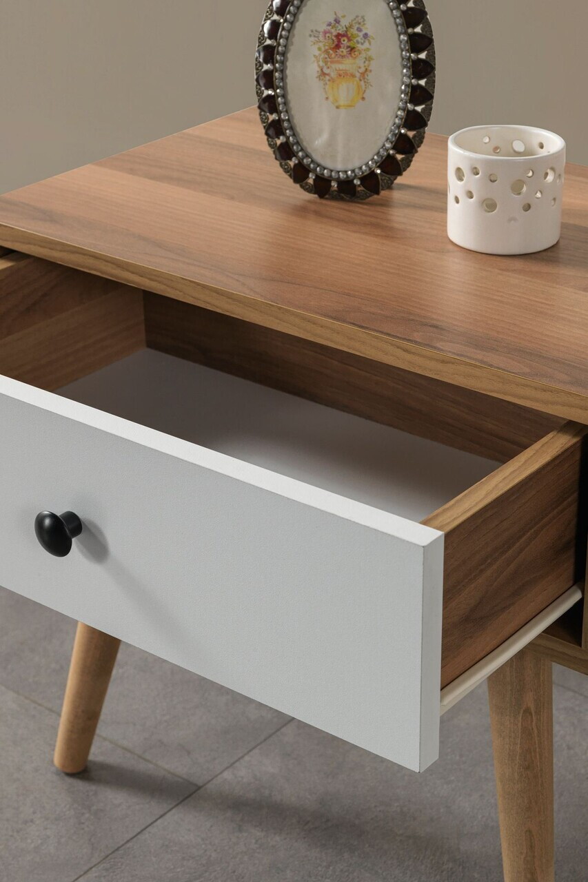 Noptiera, Hanah Home, Vita 5107, 55x49x55 cm, PAL, Nuc/Alb — imaginea 5