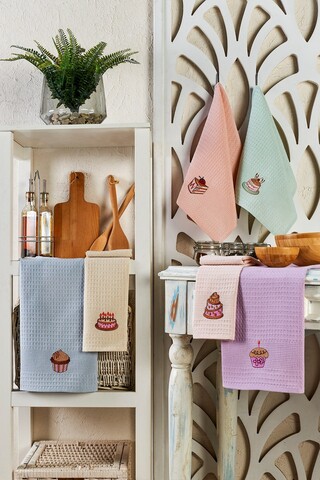 Set prosoape de bucatarie, Eponj Home, Cake, Bumbac, Multicolor