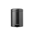 Cos de gunoi cu pedala, Brabantia, NewIcon, 5 L, 27.2x20.5x29.1 cm, otel, gri inchis