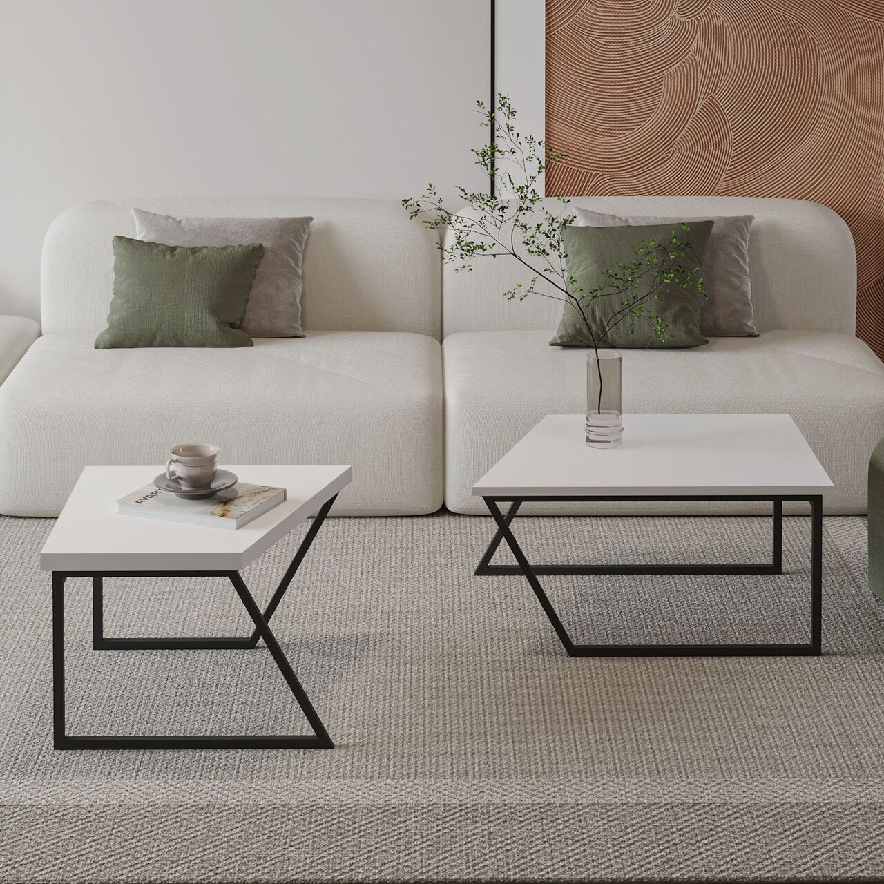 Set masute de cafea, Hanah Home, Verona P0024623, PAL, Alb - imagine 4